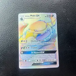 Pokemon TCG Pokemon Alolan Muk GX 157/147 SM-Burning Shadows Rainbow Rare Holo - Image 1
