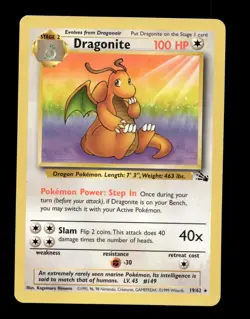 Pokemon TCG Dragonite Fossil 19/62 Non-Holo Unlimited Rare LP - Image 1