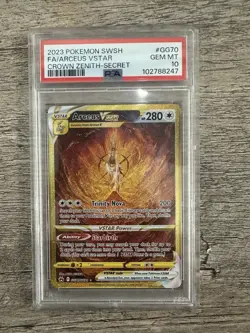 2023 Pokemon SWSH Crown Zenith Secret #GG70 FA Arceus VSTAR PSA 10 GEM MINT - Image 1