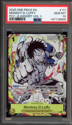 One Piece CCG Monkey.D.Luffy PCC 6 Assort Vol. 1 OP10-111 PSA 10 Gem Mint - Image 1