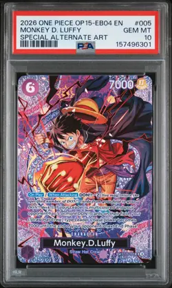 2025 One Piece OP15-EB04 EN Monkey D Luffy Special Alternate Art #005 PSA 10 GEM - Image 1