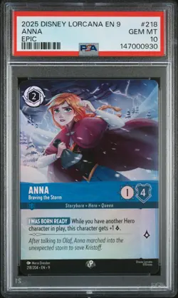 2025 DISNEY LORCANA EN 9-FABLED EPIC #218 ANNA - BRAVING THE STORM PSA 10 - Image 1