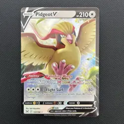 Pidgeot V 137/196 Holo Shiny Pokemon TCG Card Lost Origin 2022 NEAR MINT - Image 2