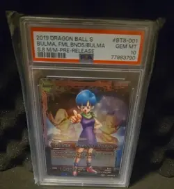 Dragon Ball Super Card Game Bulma Familial Bonds Pre Release Stamp PSA 10 - Image 1