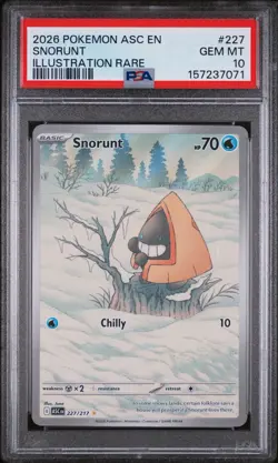Pokemon TCG Snorunt 227/217 Me: Ascended Heroes Holo IR PSA 10 - Image 1
