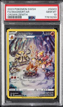 2023 POKEMON SWORD & SHIELD CROWN ZENITH #GG03 FULL ART/MAGMORTAR PSA 10 - Image 1