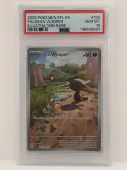 PSA 10 2025 Pokemon Me02 Phantasmal Flames Paldean Wooper 102/094 IR Holo EN - Image 1