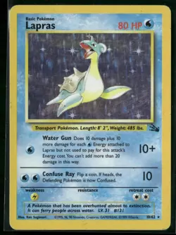 1999 Pokemon Fossil Lapras 10/62 Holo Rare Unlimited English - Image 1