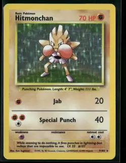 1999 Pokemon Base Set Hitmonchan 7/102 Holo Rare Unlimited - Image 1