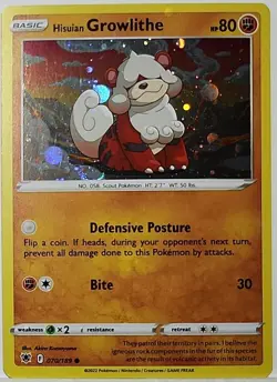 Fart Swirl 🌀 Hisuian Growlithe 070/189 Cosmos Holo Bleed Error Rare Pokemon TCG - Image 1