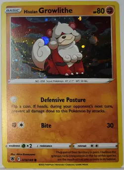 Fart Swirl 🌀 Hisuian Growlithe 070/189 Cosmos Holo Bleed Error Rare Pokemon TCG - Image 2