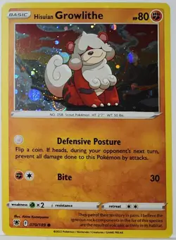 Fart Swirl 🌀 Hisuian Growlithe 070/189 Cosmos Holo Bleed Error Rare Pokemon TCG - Image 3