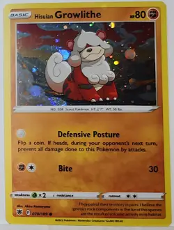 Fart Swirl 🌀 Hisuian Growlithe 070/189 Cosmos Holo Bleed Error Rare Pokemon TCG - Image 4