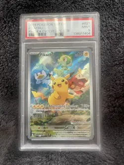 2023 POKEMON PALDEA EVOLVED POKEMON CENTER ETB PROMO SVP #027 PIKACHU PSA 9 - Image 1