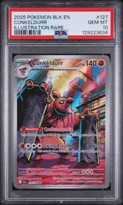 Pokemon Conkeldurr Sv: Black Bolt 127/086 Illustration Rare Holo PSA 10 low pop - Image 1