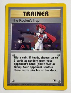 The Rocket's Trap 19/132 Gym Heroes Pokemon Unlimited Holo NM+ - Image 1
