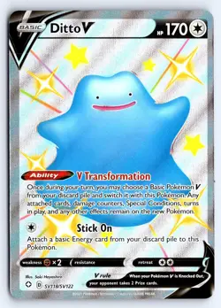 Ditto V SV118/SV122 Holo V Rare Shining Fates Shiny Vault Pokemon NM - Image 1