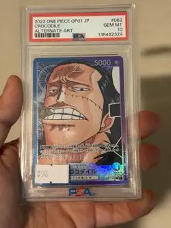 PSA 10 One Piece Japanese Card Game - Romance Dawn Crocodile Alt Art OP01-062 - Image 1