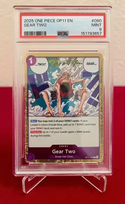 2025 ONE PIECE OP11-A FIST OF DIVINE SPEED #080 GEAR TWO PSA 9 - Image 1