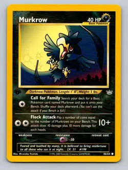 Murkrow Pokemon Trading Card Game Neo Revelation 46/64 NM - Image 1