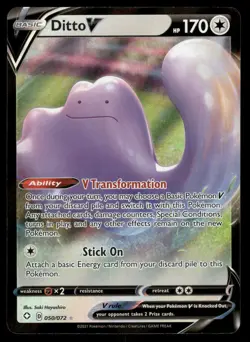 Ditto V 050/072 Holo V Rare Shining Fates Pokemon Near Mint - Image 1