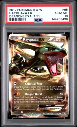 2012 POKEMON BLACK & WHITE DRAGONS EXALTED #85 RAYQUAZA EX PSA 10 - Image 1