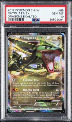 2012 POKEMON BLACK & WHITE DRAGONS EXALTED #85 RAYQUAZA EX PSA 10 - Image 1