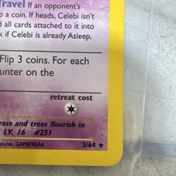 Pokemon Celebi Neo Revelation Holo Rare 03/64 Basic 50 HP Yoshida 2000 TCG Card - Image 5