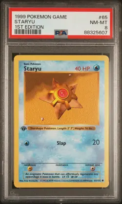 1999 POKEMON BASE SET 1ST EDITION #65 STARYU PSA 8 - Image 1
