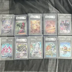9x Japanese Pokemon 1x US TCG Graded CGC/TAG Gem Mint 10 Holo Full Art Lot - Image 1