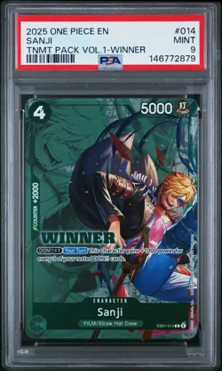 PSA 9 2025 One Piece Tournament Pack Vol.1 #014 Sanji MINT - Image 1