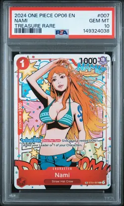 2024 ONE PIECE ST01 007 OP06 WINGS OF THE CAPTAIN NAMI TREASURE RARE PSA 10 - Image 1