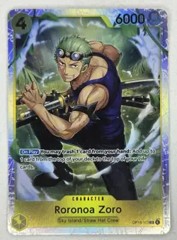 Bandai One Piece Card Game Roronoa Zoro OP15-113 Secret Rare Foil 6000 - Image 1