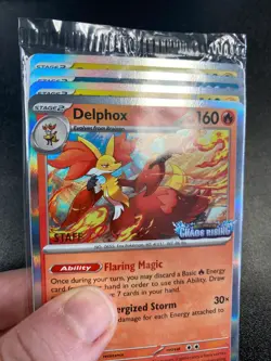 PRE-RELEASE Set: 4 Pokemon STAFF PROMO Mega Evolution Chaos Rising Cards DELPHOX - Image 5