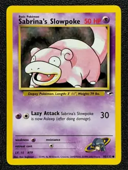 Sabrina's Slowpoke 95/132 Gym Heroes Series Common Basic Pokemon Card 2000 MN - Image 1