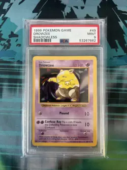 1999 Pokemon Base Set Shadowless Drowzee PSA 9 - Image 1