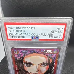 One Piece Nico Robin OP01-017 PSA 10 Foil Premium Film Red - Image 2