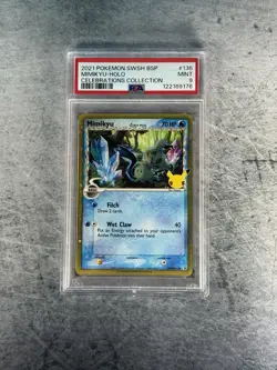 2021 POKEMON SWSH BLACK STAR PROMO CELEBRATIONS COLL #136 MIMIKYU-HOLO PSA 9 - Image 1