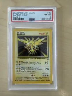 Pokemon Game Zapdos Holo PSA 8 NM Mint 2000 Base II #20 - Image 1