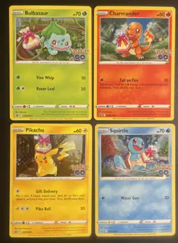 Pokemon Go Promo Set - Cosmos Holo - Bulbasaur, Charmander, Squirtle, Pikachu NM - Image 1