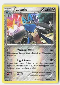 Lucario 63/124 HOLO Rare Fates Collide Pokemon Reverse Holo LP Hitoshi Ariga - Image 1