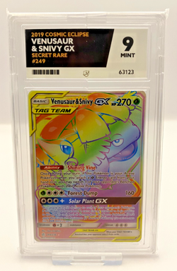 Pokemon Ace Grading 9 - Venusaur & Snivy GX 249/236 S&M Cosmic Eclipse *Mint* - Image 1