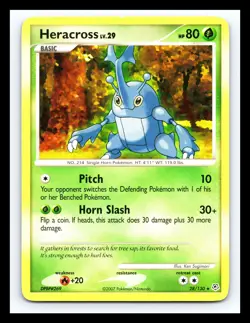 💥 HERACROSS LV. 29 # 28/130 Rare HOLO DP Diamond and Pearl Pokemon 2007 - Image 1