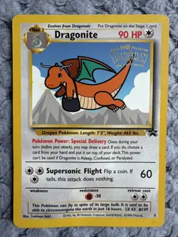 [HP/DAMAGED] Pokemon WB Movie Promo Dragonite 5 WOTC Black Star Promo - Image 1