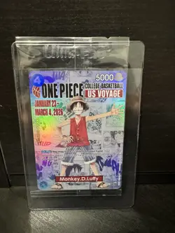 One Piece CCG Monkey D. Luffy College Basketball US Voyage Promo Holo Card - Image 1