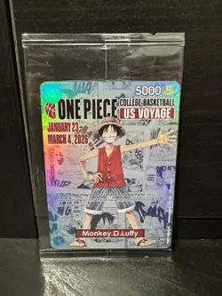 One Piece CCG Monkey D. Luffy College Basketball US Voyage Promo Holo Card - Image 3