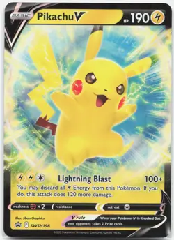Pikachu V Promo SWSH: Sword & Shield Promo Cards SWSD Lightning Holo SWSH198 201 - Image 1