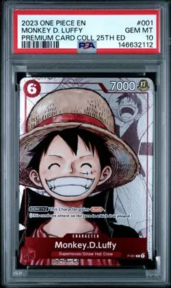 Monkey D Luffy P-001 25th Anniversary 2023 One Piece Premium Card PSA 10 ENGLISH - Image 1