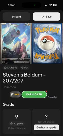 Steven’s Beldum SVP 207 Black Star Promo Pokemon Card NM AI Graded 9 - Image 4