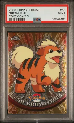 2000 Topps Chrome TV Growlithe #58 Pokemon PSA 9 - Image 1